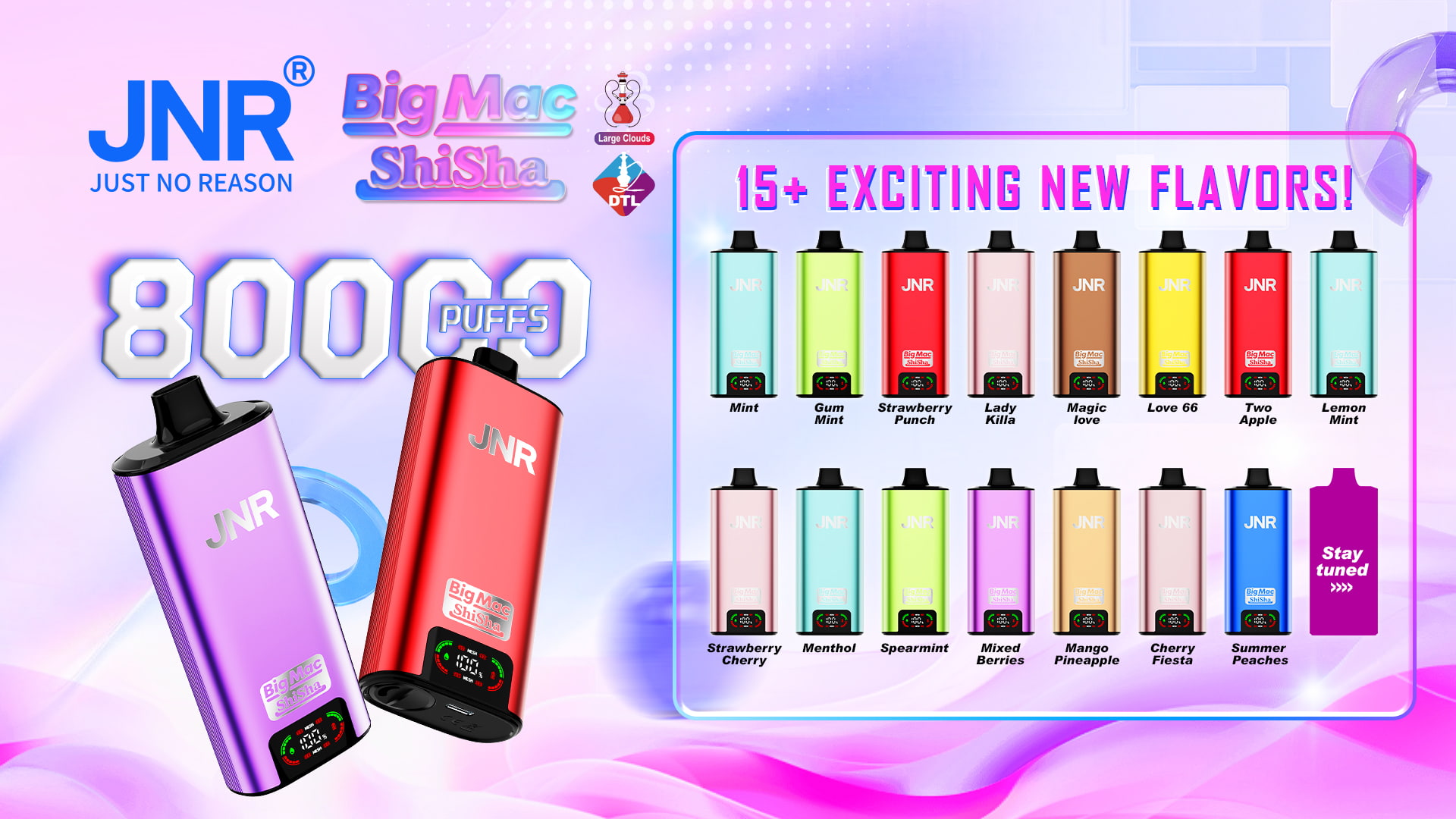 JNR Big Mac Shisha 80000 Puffs - JNR Vape Flavor list of JNR Big Mac Shisha 80000 Puffs - JNR Vape
