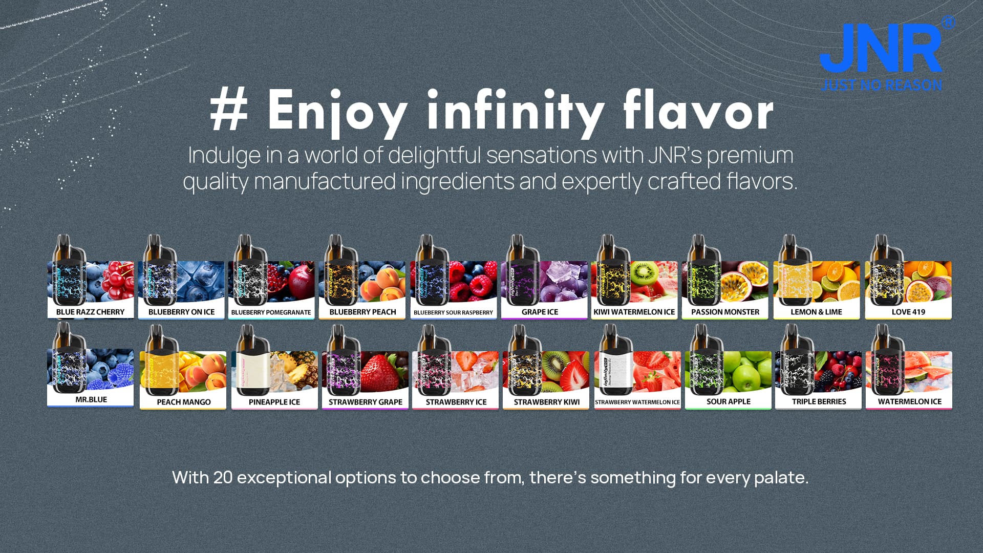 JNR Infinity Box 10700 Puffs - JNR Vape Flavor list of JNR Infinity Box 10700 Puffs - JNR Vape