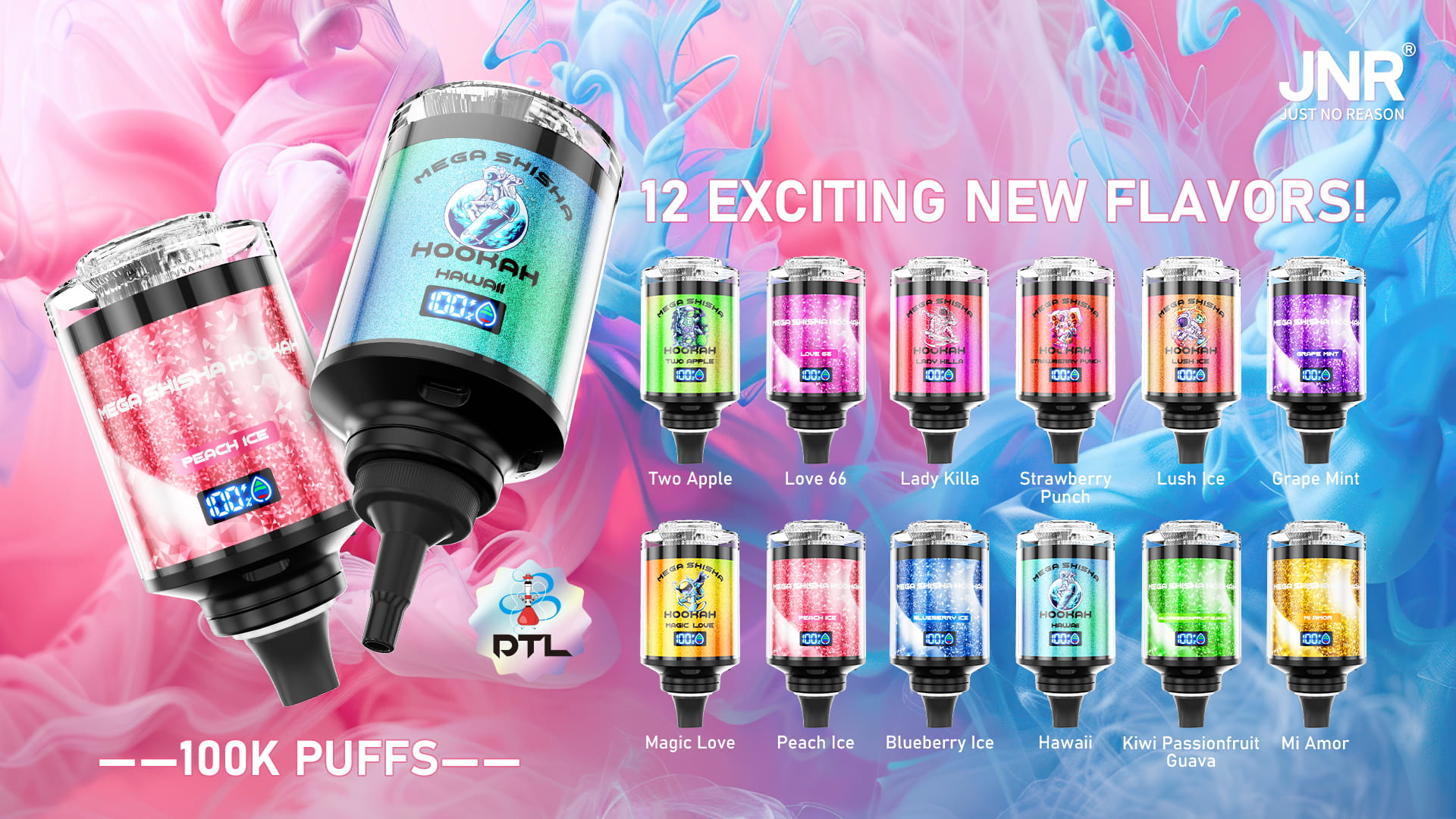 JNR Mega Shisha Hookah 100K Puffs - JNR Vape Flavor list of JNR Mega Shisha Hookah 100K Puffs - JNR Vape