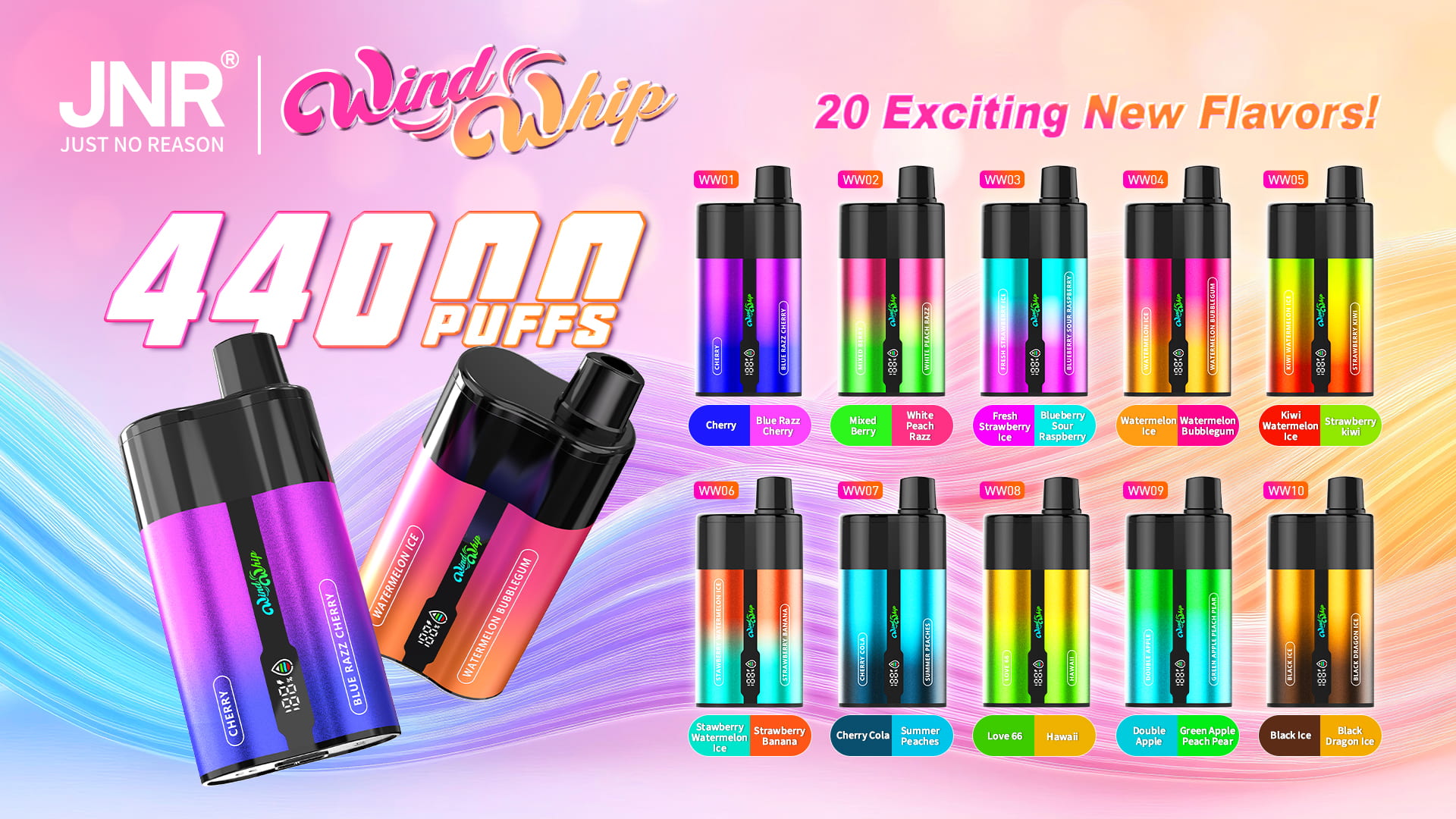 JNR WindWhip 44000 Puffs - JNR Vape Flavor list of JNR WindWhip 44000 Puffs - JNR Vape