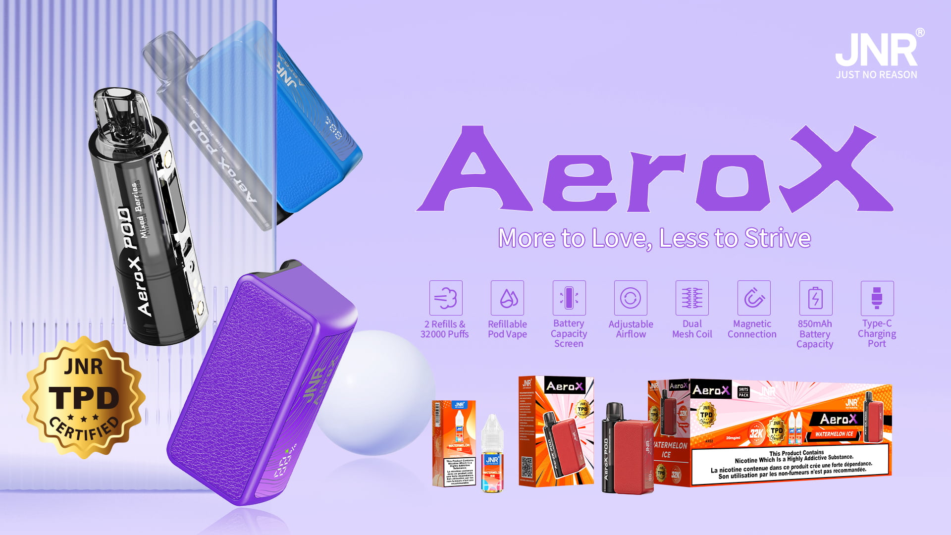 JNR AeroX 32000 Puffs - JNR Vape specifications of JNR AeroX 32000 Puffs - JNR Vape