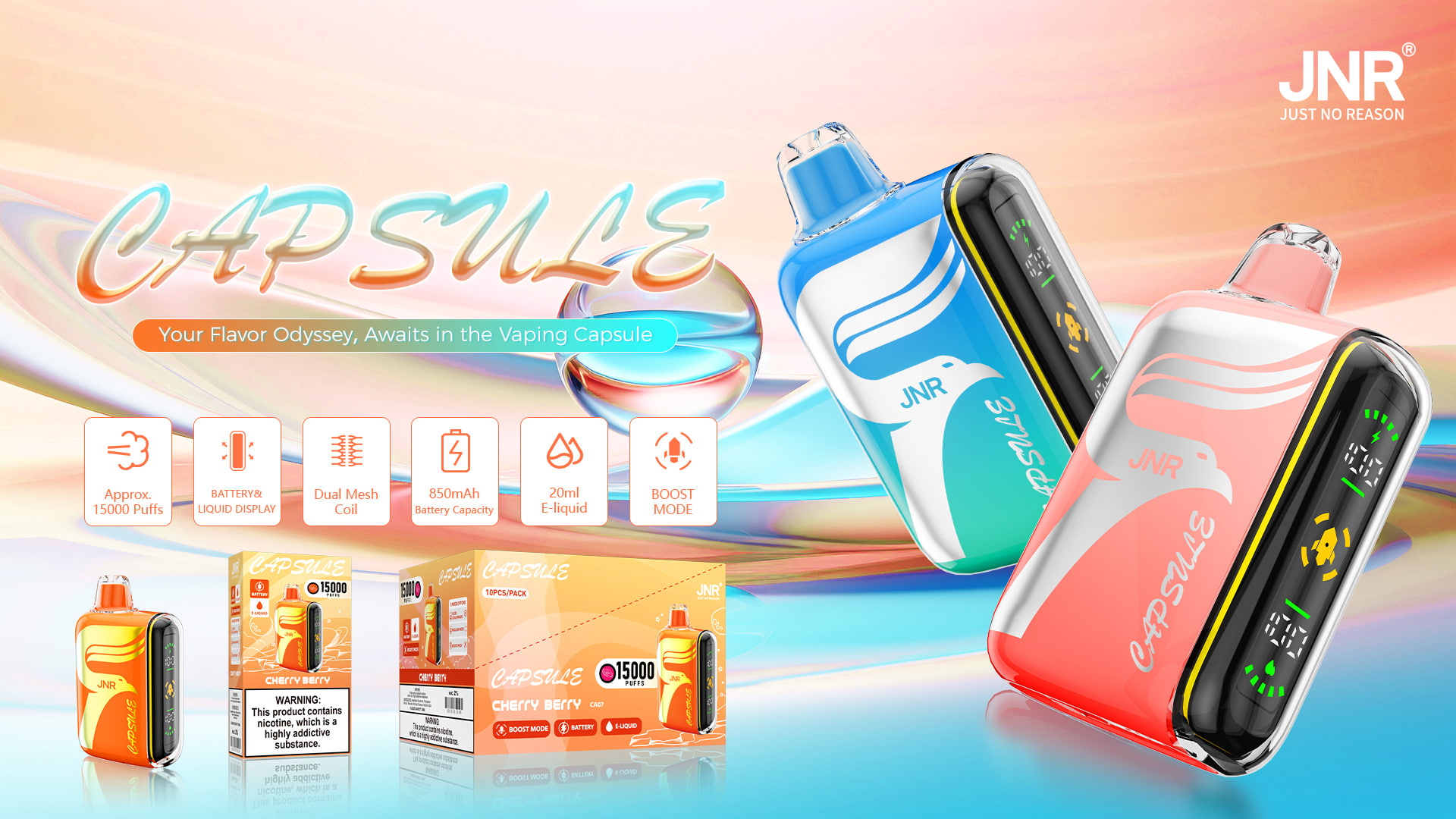 JNR Capsule 15000 Puffs - JNR Vape specifications of JNR Capsule 15000 Puffs - JNR Vape