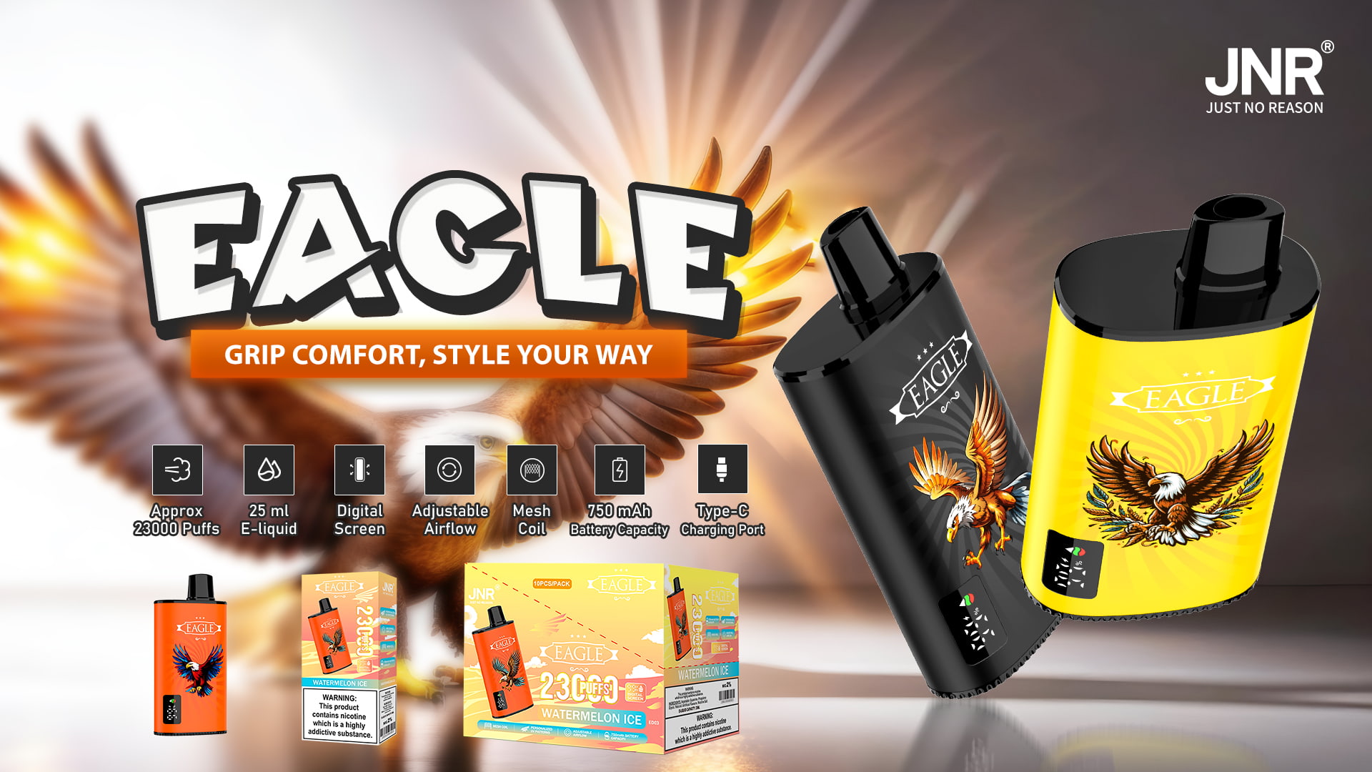 JNR Eagle 23000 Puffs - JNR Vape specifications of JNR Eagle 23000 Puffs - JNR Vape