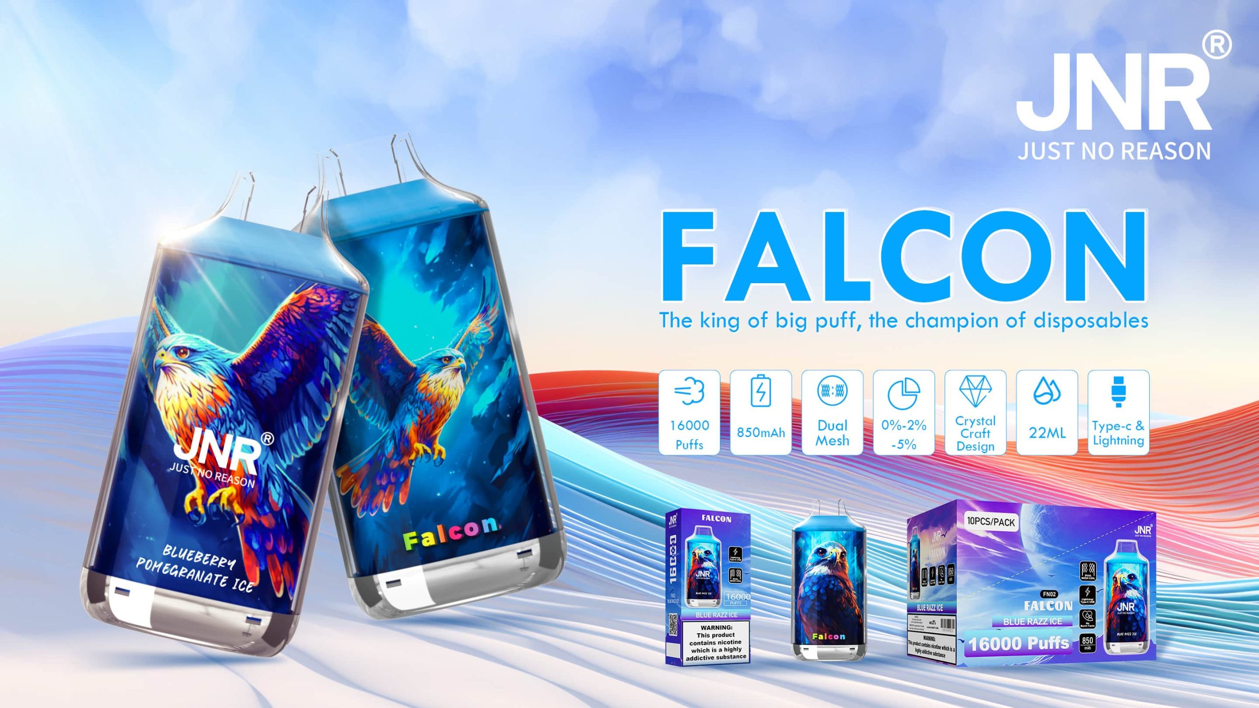 JNR Falcon 16000 Puffs - JNR Vape specifications of JNR Falcon 16000 Puffs - JNR Vape