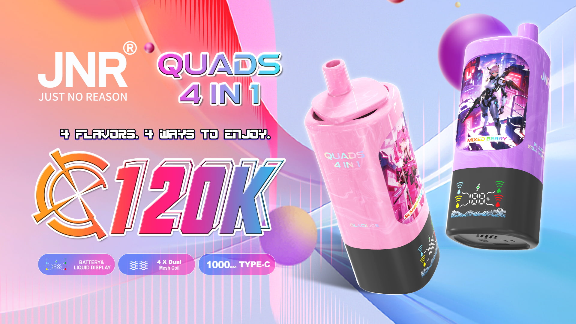 quads 4 in 1 vape Vapsolo Quads 80K – 80000 Puffs Vape, 4 Flavors in One
