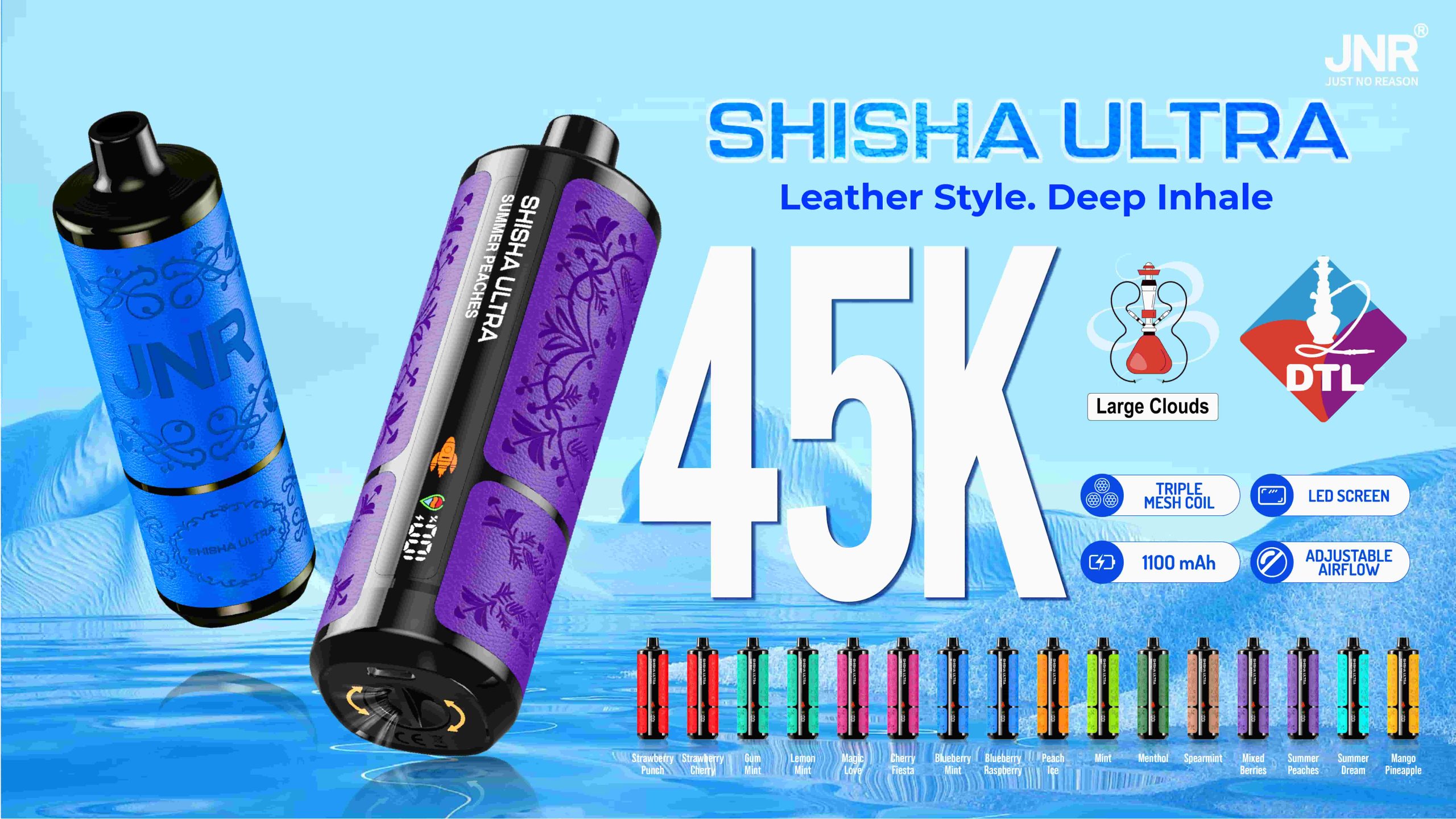 JNR ShiSha Ultra 45000 Puffs - JNR Vape specifications of JNR ShiSha Ultra 45000 Puffs - JNR Vape