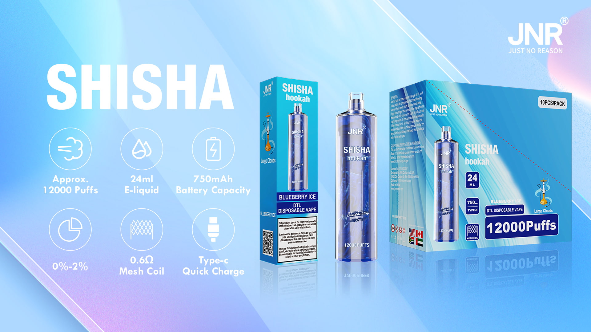 JNR Shisha 12000 Puffs - JNR Vape specifications of JNR Shisha 12000 Puffs - JNR Vape