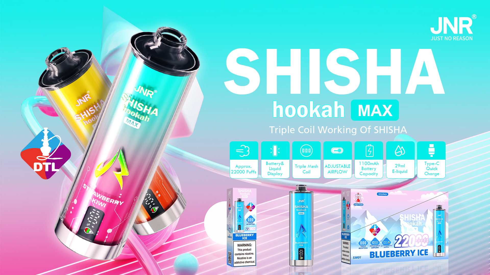 JNR Shisha Hookah Max 22000 Puffs - JNR Vape specifications of JNR Shisha Hookah Max 22000 Puffs - JNR Vape