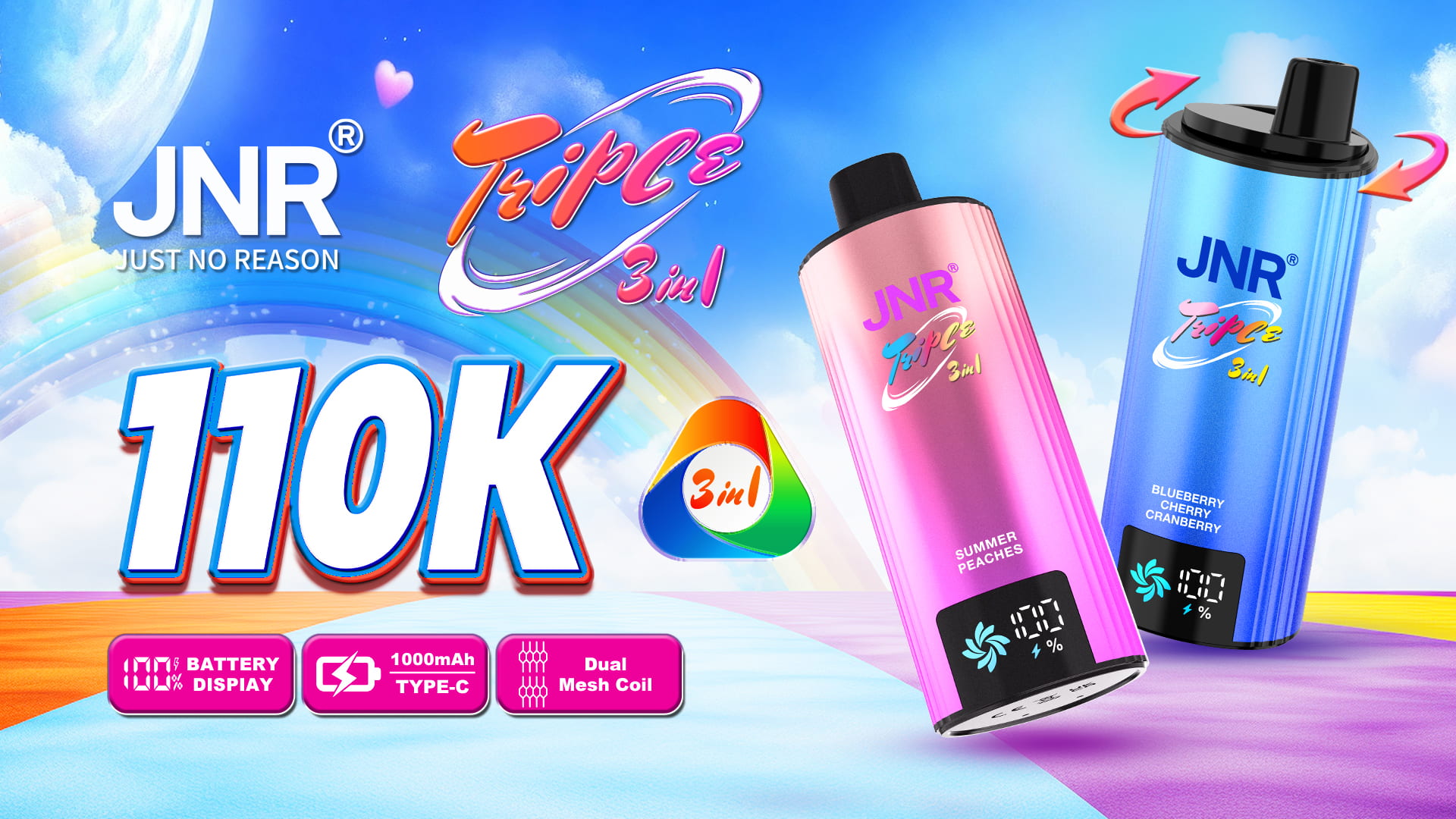JNR Triple 3in1 110k Puffs - JNR Vape specifications of JNR Triple 3in1 110k Puffs - JNR Vape