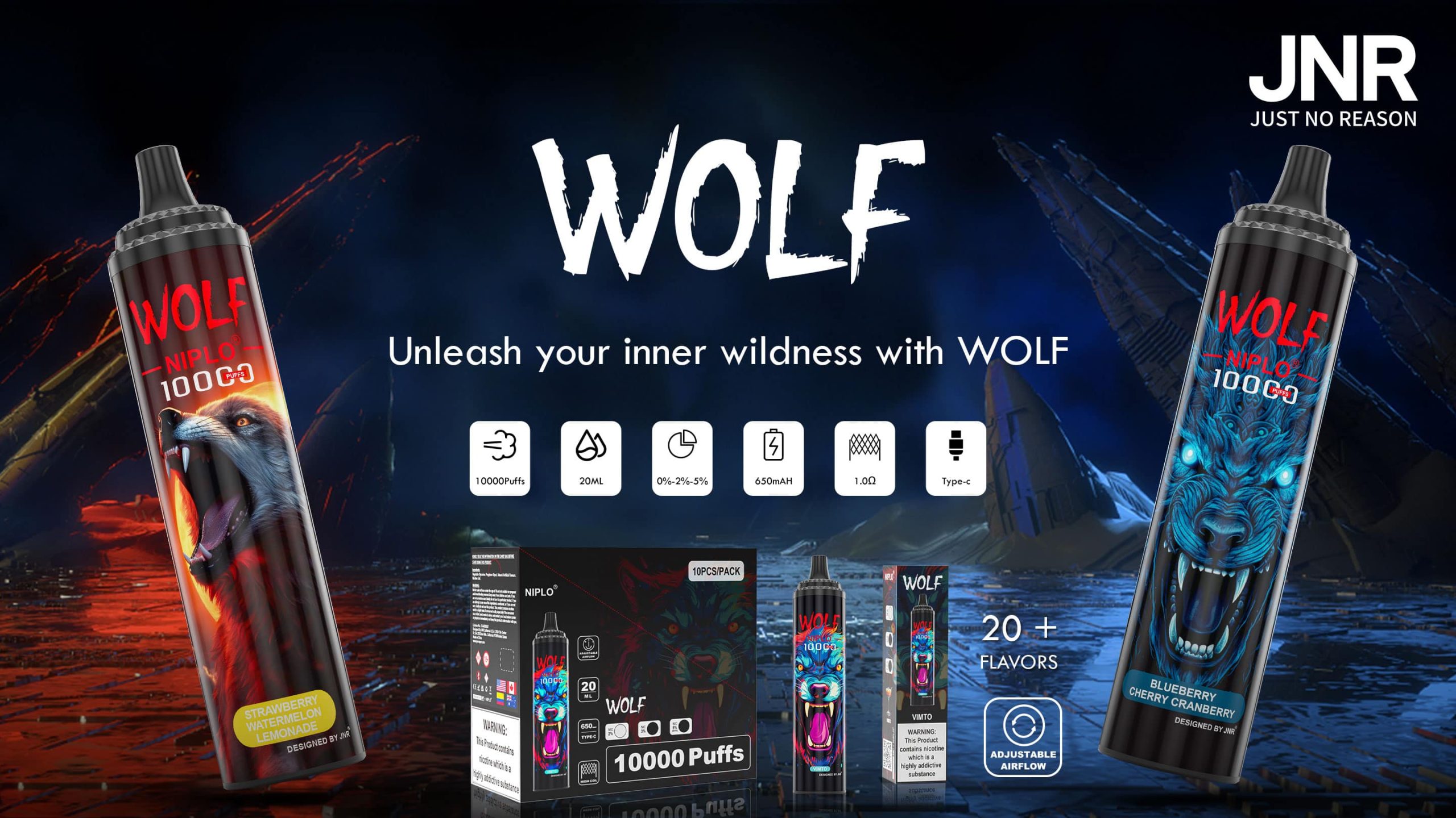 JNR Wolf Niplo 10000 Puffs - JNR Vape specifications of JNR Wolf Niplo 10000 Puffs - JNR Vape